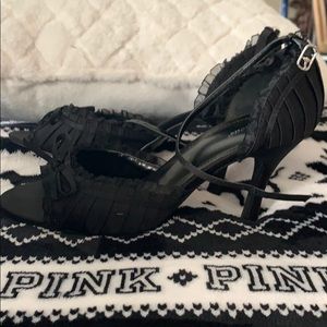 Black ruffle heels